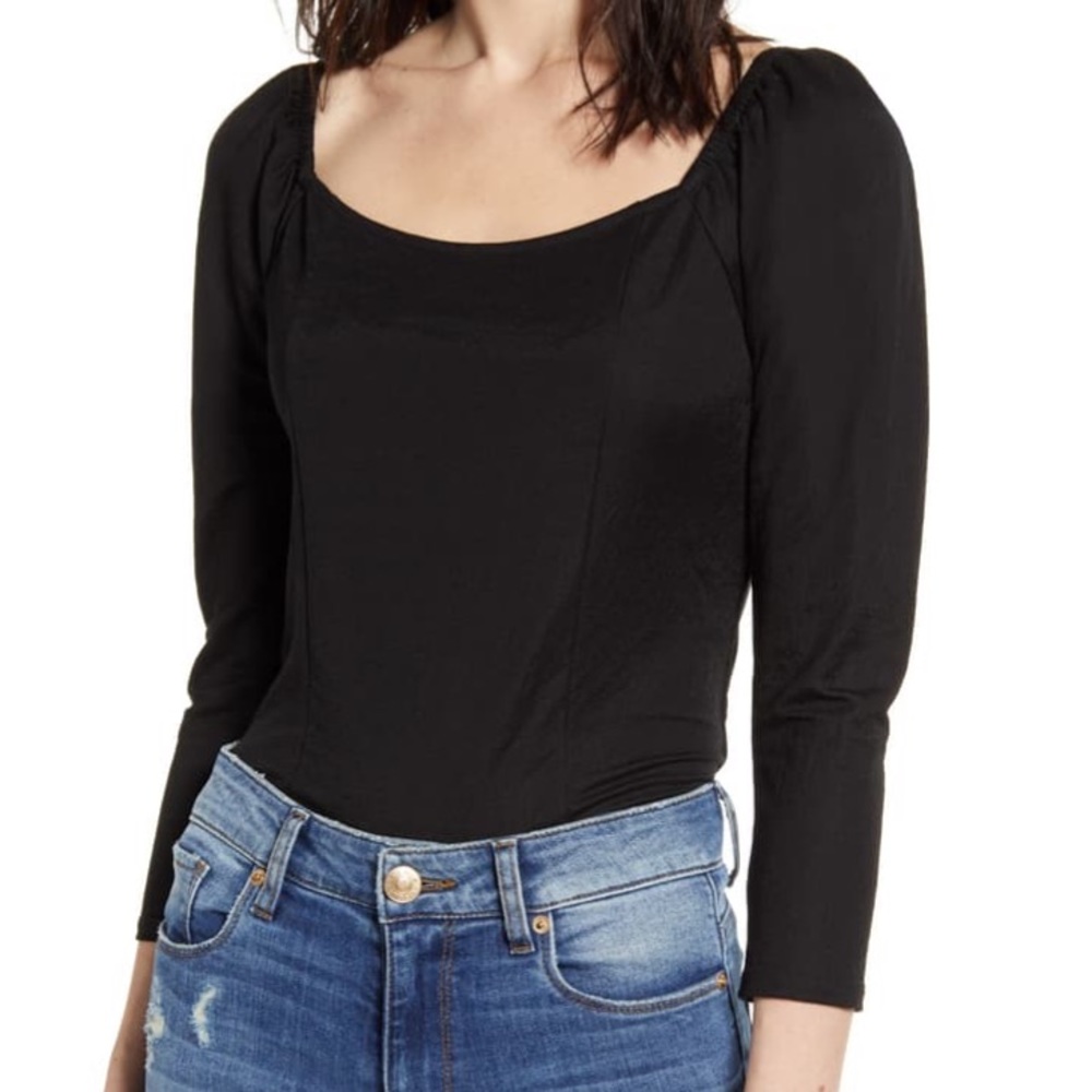 One clothing square neck smock back crop tee